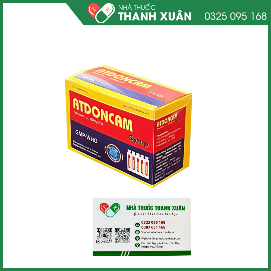 Atdoncam Syrup 800mg/5ml điều trị sa sút trí tuệ, chóng mặt, suy giảm trí nhớ
